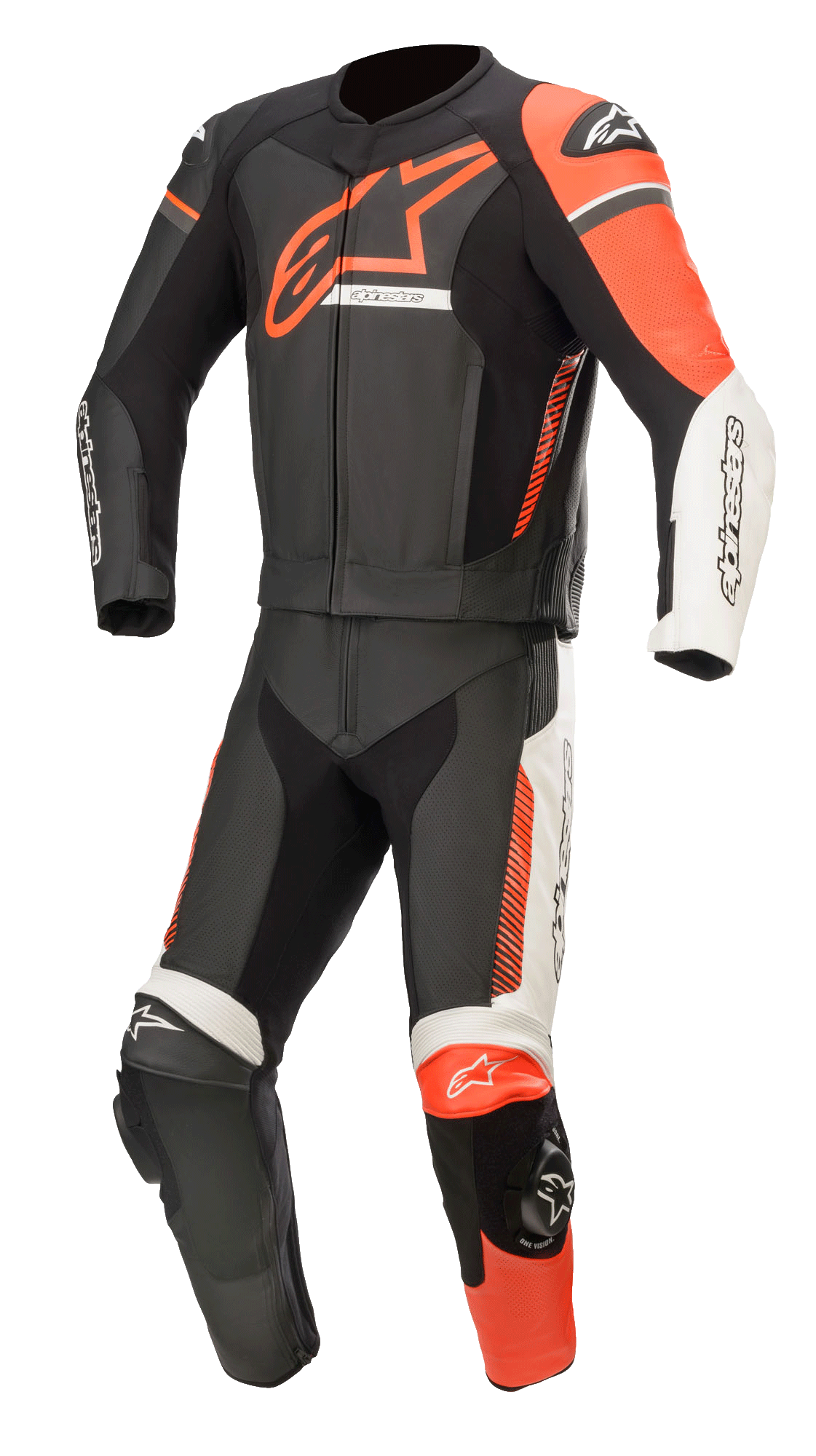 GP Force Phantom Leather Suit 2PC - BLACK RACING Two Piece Suits