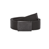Alpinestars Ageless Web Belt, Black Woven Web Belt, Metal Clamp Buckle with Debossed Star Logo, Metal Tip with Logo, Durable Casual Sportswear Accessory