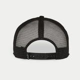 Alpinestars Corp Trucker Hat, White and Black, back view featuring black breathable mesh panels, adjustable snapback closure, small Alpinestars logo on the rear tag, casual motorsport-inspired headwear