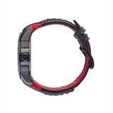 Tech Watch 3H Black Leather-Black/Red