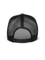 Alpinestars Flag Snapback Hat, rear view, Charcoal Heather Black, featuring breathable black mesh panels and adjustable snapback closure, casual motorsport-inspired headwear