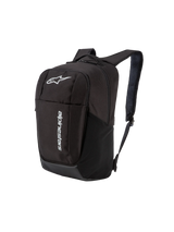 Alpinestars GFX V2 Backpack, Black sportswear bag with white branding, side mesh pockets, and durable polyester.