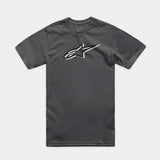 Alpinestars Ageless Shadow CSF Tee, Short Sleeve T-Shirt, Charcoal Black, featuring front Ageless shadow logo graphic, casual motorsport streetwear