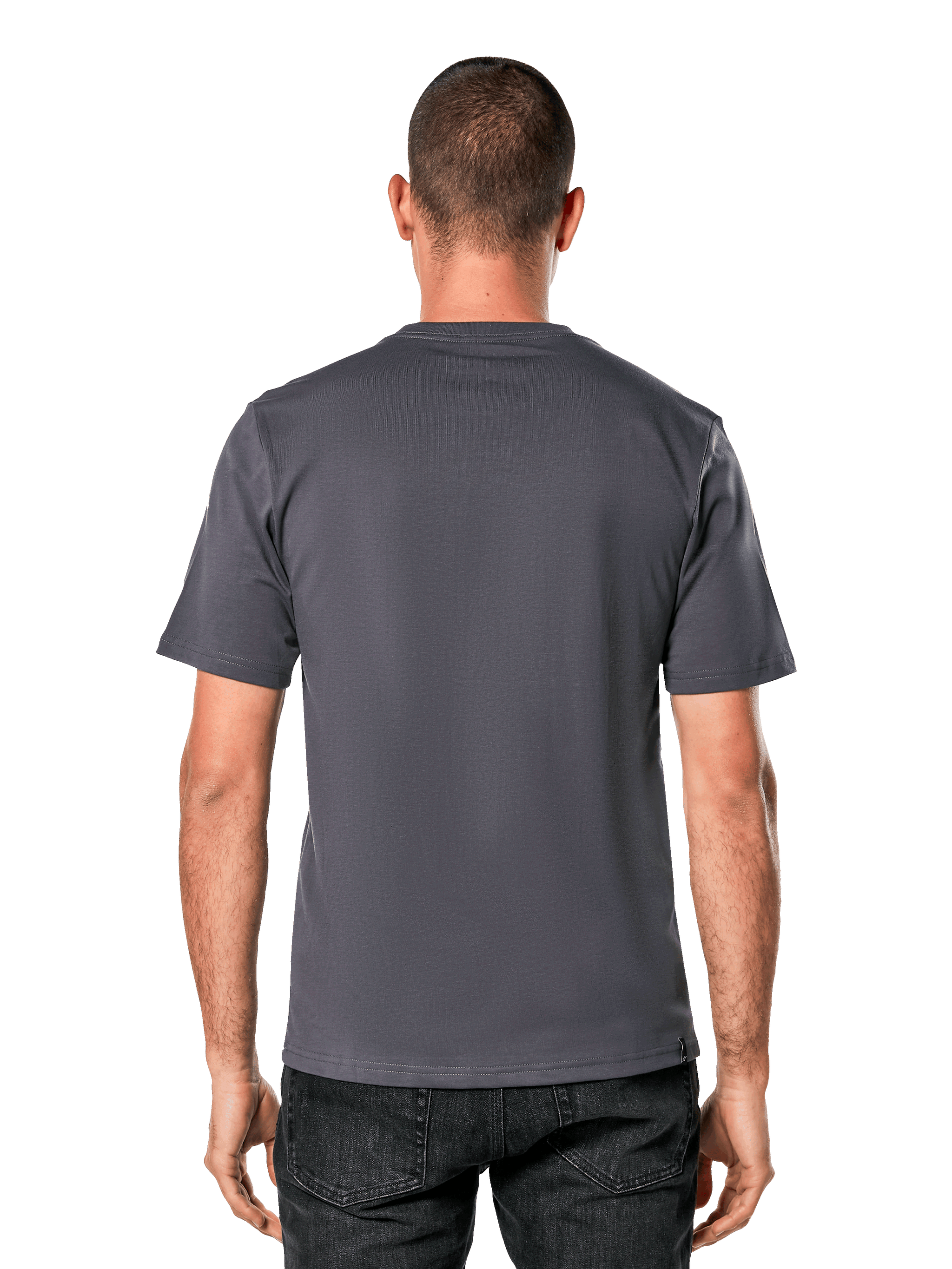 Alpinestars Always 2.0 CSF Tee, Short Sleeve T-Shirt, Charcoal Black Blue, back view, casual motorsport-inspired streetwear