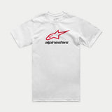 Alpinestars Always 2.0 CSF Tee, Short Sleeve T-Shirt, White, Red Star Logo and Black Alpinestars Text, Casual Motorsport Streetwear