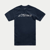 Alpinestars Blaze 2.0 CSF Tee, Short Sleeve T-Shirt, Navy, White and Grey Blaze 2.0 Logo Graphic, Casual Motorsport Streetwear