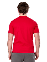 Alpinestars Linear Wordmark 2.0 CSF Tee, Short Sleeve T-Shirt, Red, back view, plain red with small white logo on sleeve, casual motorsport-inspired design