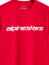 Alpinestars Linear Wordmark 2.0 CSF Tee, Short Sleeve T-Shirt, Red, White Alpinestars linear wordmark on chest, internal neck branding, casual motorsport streetwear