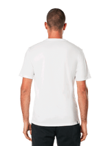 Alpinestars MX Helmet CSF Tee, Short Sleeve T-Shirt, White, Back view, worn with black pants, casual motorsport-inspired design