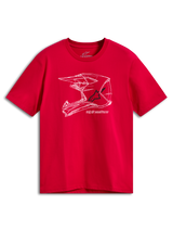 Alpinestars CSF Tee, Short Sleeve T-Shirt, Red, White MX helmet art graphic on front, Casual Motorsport Streetwear