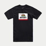 Alpinestars Cali 2.0 CSF Tee, Short Sleeve T-Shirt, Black, California-inspired graphic featuring a grizzly bear and Alpinestars logo, Casual Motorsport Sportswear