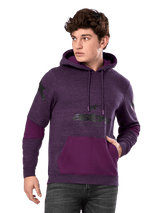 Alpinestars Perpetuate Hoodie, Purple Heather and Dark Purple, Men's Pull-over Fleece, Black Logo Graphics, Kangaroo Pocket, Casual Motorsport-Inspired Streetwear
