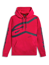 Alpinestars Unbound Hoodie, Red sportswear pullover fleece hoodie with kangaroo pocket, extra-large front logo graphic, and sleeve wordmarks