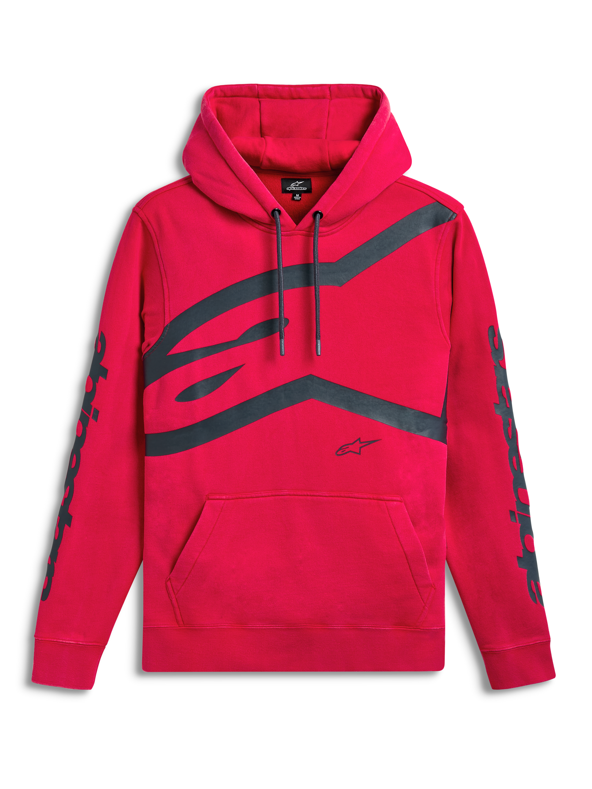 Alpinestars Unbound Hoodie, Red sportswear pullover fleece hoodie with kangaroo pocket, extra-large front logo graphic, and sleeve wordmarks