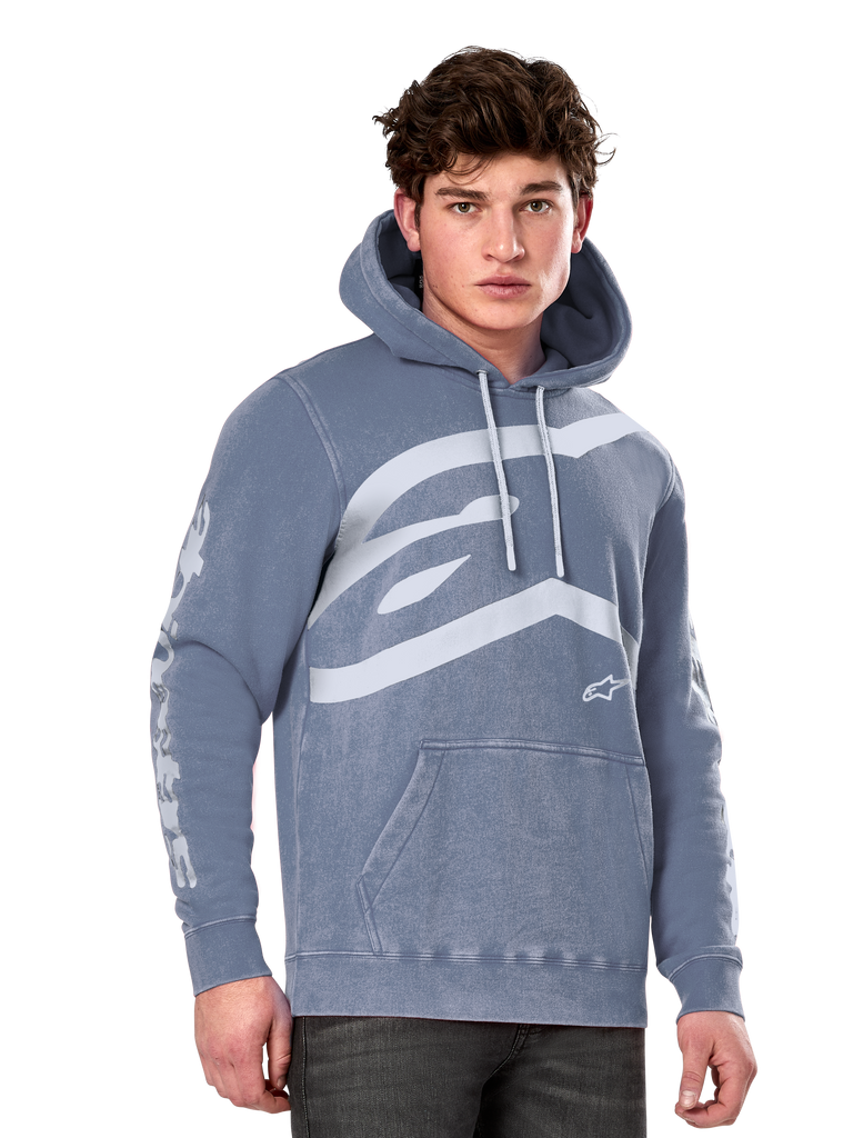 Alpinestars Unbound Hoodie, Blue with White Graphic Design, Unisex Streetwear, Kangaroo Pocket, Soft Textured Fabric