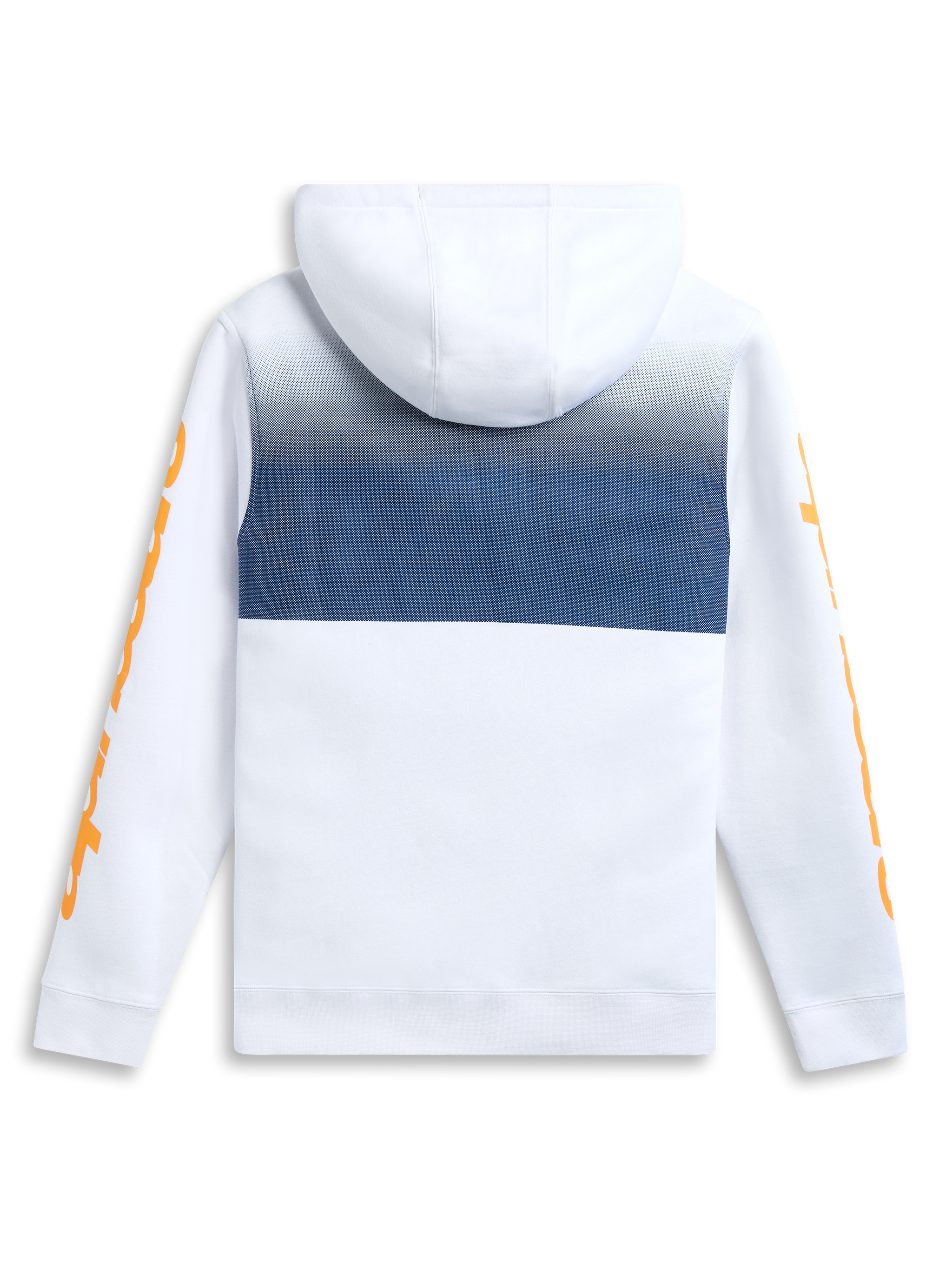 Alpinestars Specter Hoodie, White sportswear pullover fleece with gradation fade print and hood, back view