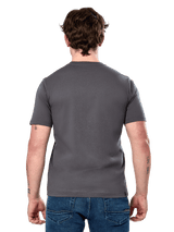 Alpinestars Cereal CSF Tee, Short Sleeve T-Shirt, Charcoal, back view, worn by model with blue jeans, casual motorsport-inspired streetwear