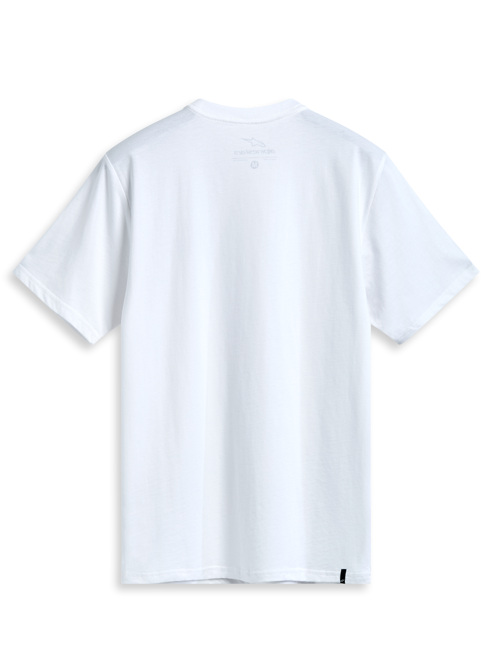 Alpinestars Geografica Csf Tee, Short Sleeve T-Shirt, White, Back view, clean design with small black woven label on hem, casual motorsport streetwear