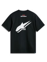 Alpinestars Formulate Csf Tee, Short Sleeve T-Shirt, Black, back view featuring a large white perforated Astars logo with red and white text branding, Casual Motorsport Streetwear