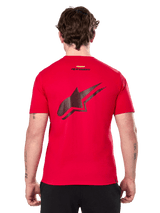 Alpinestars Formulate CSF Tee, Short Sleeve T-Shirt, Red, Large Black Perforated Astars Logo on Back, casual motorsport-inspired design
