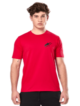 Alpinestars Formulate CSF Tee, Short Sleeve T-Shirt, Red, featuring a small black Astars logo on the chest, Casual Motorsport Streetwear