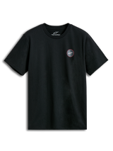 Alpinestars Dot Carbon CSF Tee, black short-sleeve sportswear t-shirt with a carbon fiber-look chest logo graphic