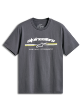 Alpinestars Prevail Csf T-Shirt, charcoal short-sleeve sportswear tee with a front paddock-style tri-color stripe logo and soft hand print