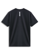 Alpinestars Point Performance Tee, Short Sleeve T-Shirt, Black, Back View showing vertical white Astars logo print at the neck, moisture-wicking performance sportswear