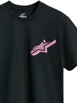 Alpinestars Attrition Performance Tee, Short Sleeve T-Shirt, Black with Pink Astars Logo, Crew Neck, Performance Sportswear