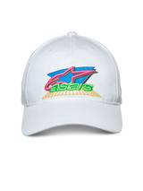 Alpinestars Vivid Hat, White, Curved Bill Snapback Cap, Colorful 3D and Flat Front Logo Embroidery, Casual Sportswear