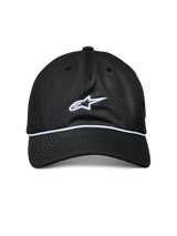 Alpinestars Tyler Hat, Black Snapback Hat, Curved Bill with White Braided Rope Trim, White Embroidered Astars Logo, Casual Sportswear