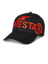 Alpinestars Committed Hat, Black Baseball Cap, Large Red Embroidered Logo and Star Symbol, Curved Brim, Structured Crown, Casual Sportswear Lifestyle Headwear