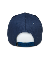 Alpinestars Committed Hat, Navy Blue, Snapback Baseball Cap, Rear View, featuring adjustable plastic closure and small black logo tag, casual motorsport-inspired headwear