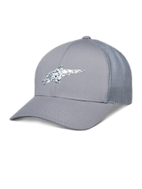 Alpinestars Terolithic Trucker Hat, Grey Trucker Cap, Curved Brim with Mesh Back, White and Black Speckled TPU Logo, Casual Sportswear