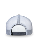 Alpinestars That Way Trucker Hat, Trucker Cap, Grey and White, Back view showing white mesh panels and grey snapback closure, adjustable fit, casual sportswear headwear