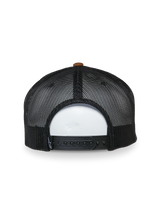 Alpinestars Mackinic Trucker Hat, Rear View, Black Mesh Panels with Brown Top Button, Adjustable Snapback Closure, Casual Sportswear Accessory