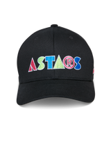 Alpinestars Cereal Hat, Black Baseball Cap, Colorful ASTARS Front Embroidery Logo, Structured Crown with Curved Bill, Casual Motorsport Sportswear
