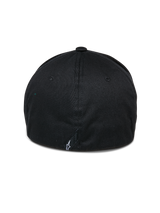 Alpinestars Cereal Hat, Black Baseball Cap, back view featuring flex back construction with a small white embroidered logo at the base, casual sportswear headwear
