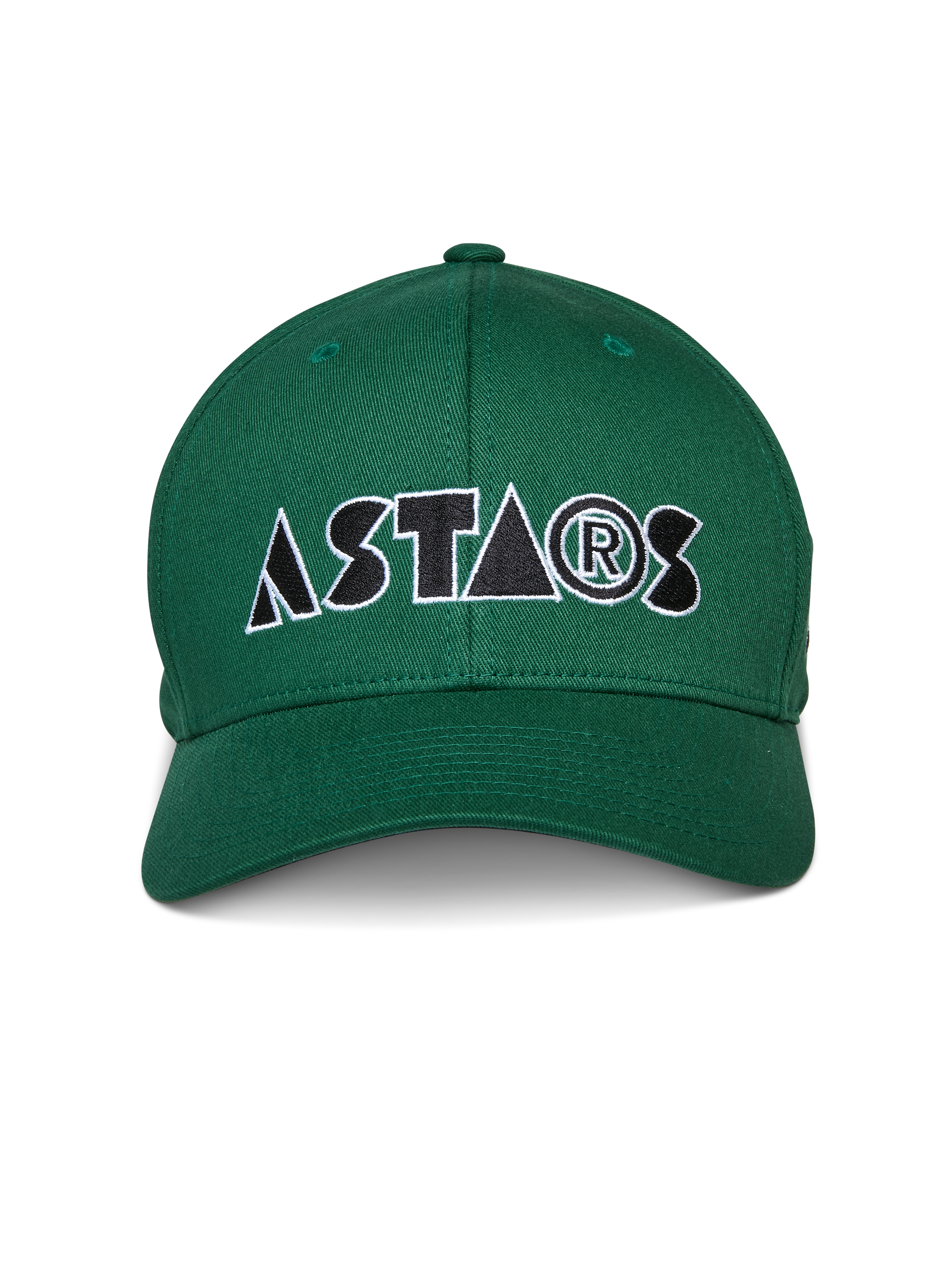Alpinestars Cereal Hat, Green, Curved Bill Baseball Cap, Front stylized "ASTARS" logo embroidery in black and white, Casual Sportswear