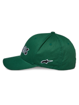 Alpinestars Cereal Hat, Green, Side profile view, featuring curved bill and embroidered black and white star logo, casual sportswear headwear