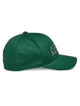 Alpinestars Cereal Hat, Green, Curved bill cap with structured crown, white and black embroidered logo, side profile view, casual sportswear