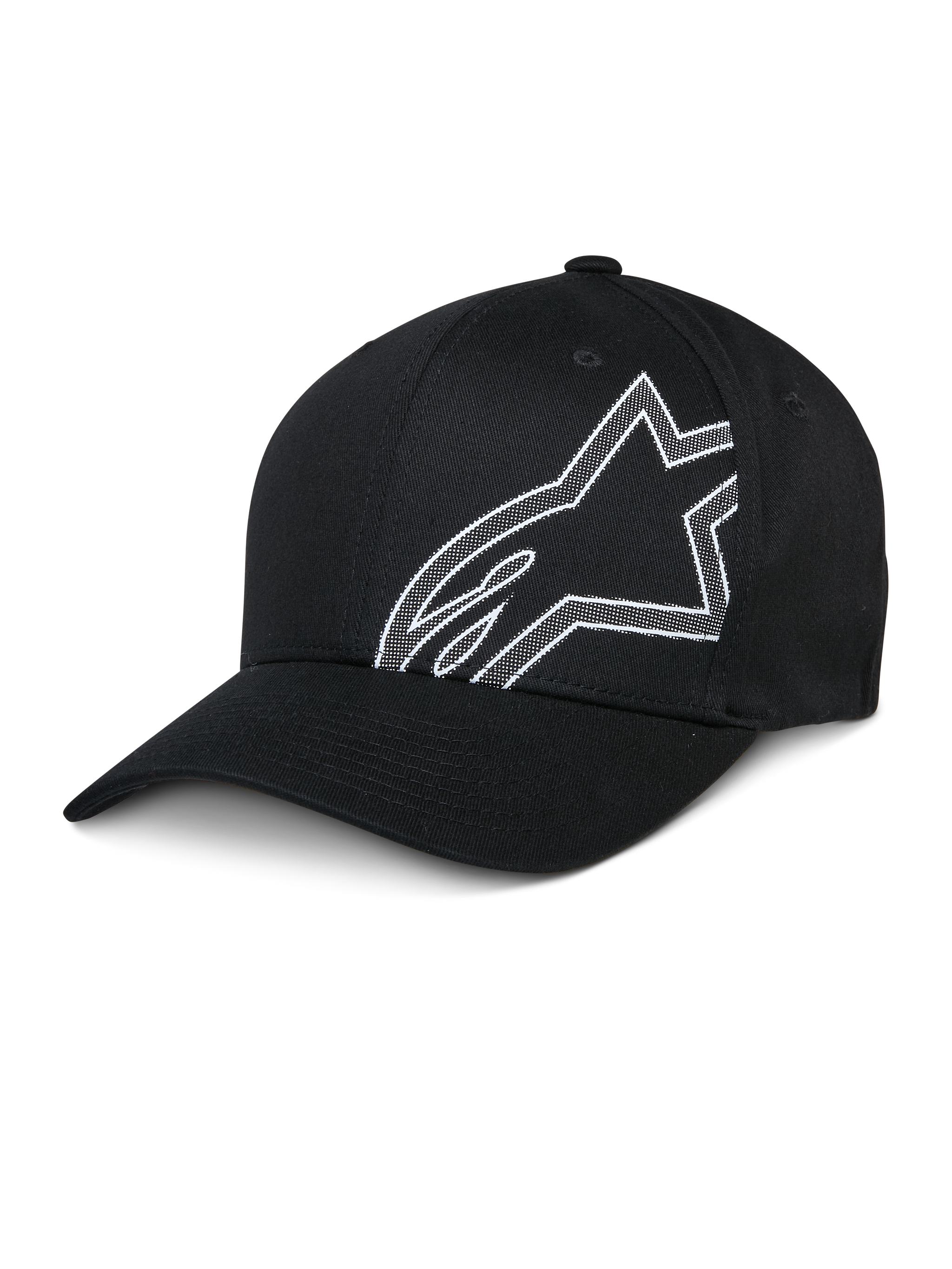 Alpinestars Share Hat, Black Baseball Cap, White Outlined Astars Logo, Curved Brim, Structured Crown, Casual Sportswear