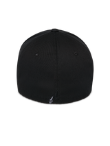 Alpinestars Corp Shift Relay Hat, Black, back view showing small white embroidered Astars logo, structured crown with twill fabric, flex back design for casual sportswear
