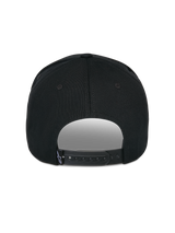 Alpinestars Matrix Snapback Hat, Black, Back View, featuring adjustable snapback closure with small white logo tag, structured crown and curved bill profile, casual motorsport-inspired streetwear
