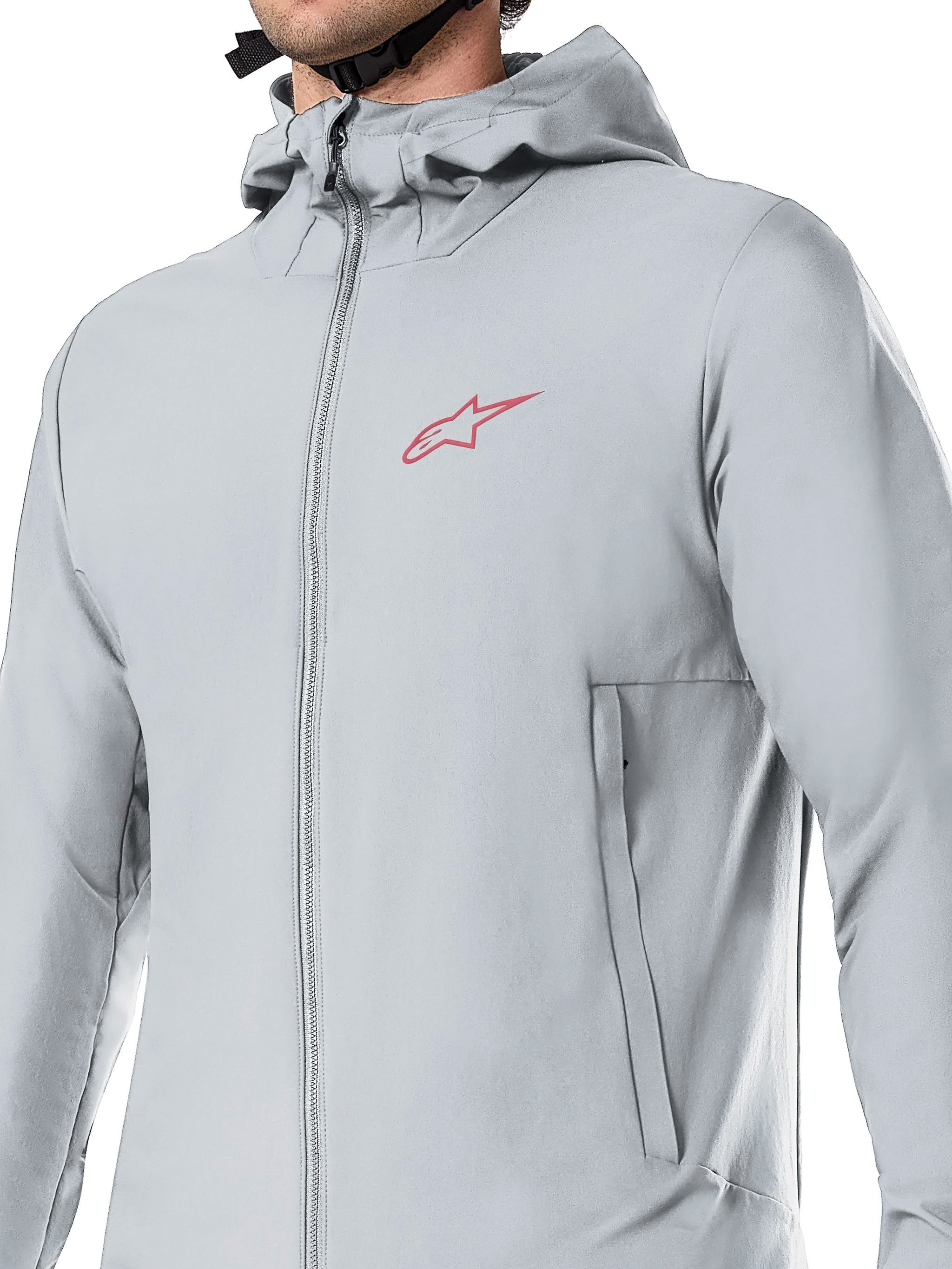 Alpinestars A-Dura Thermal Jacket, Cycling Jacket, Titanium Gray, featuring a fleece-lined hood and zippered pockets, lightweight PrimaLoft insulation for mountain biking and cold-weather off-road riding