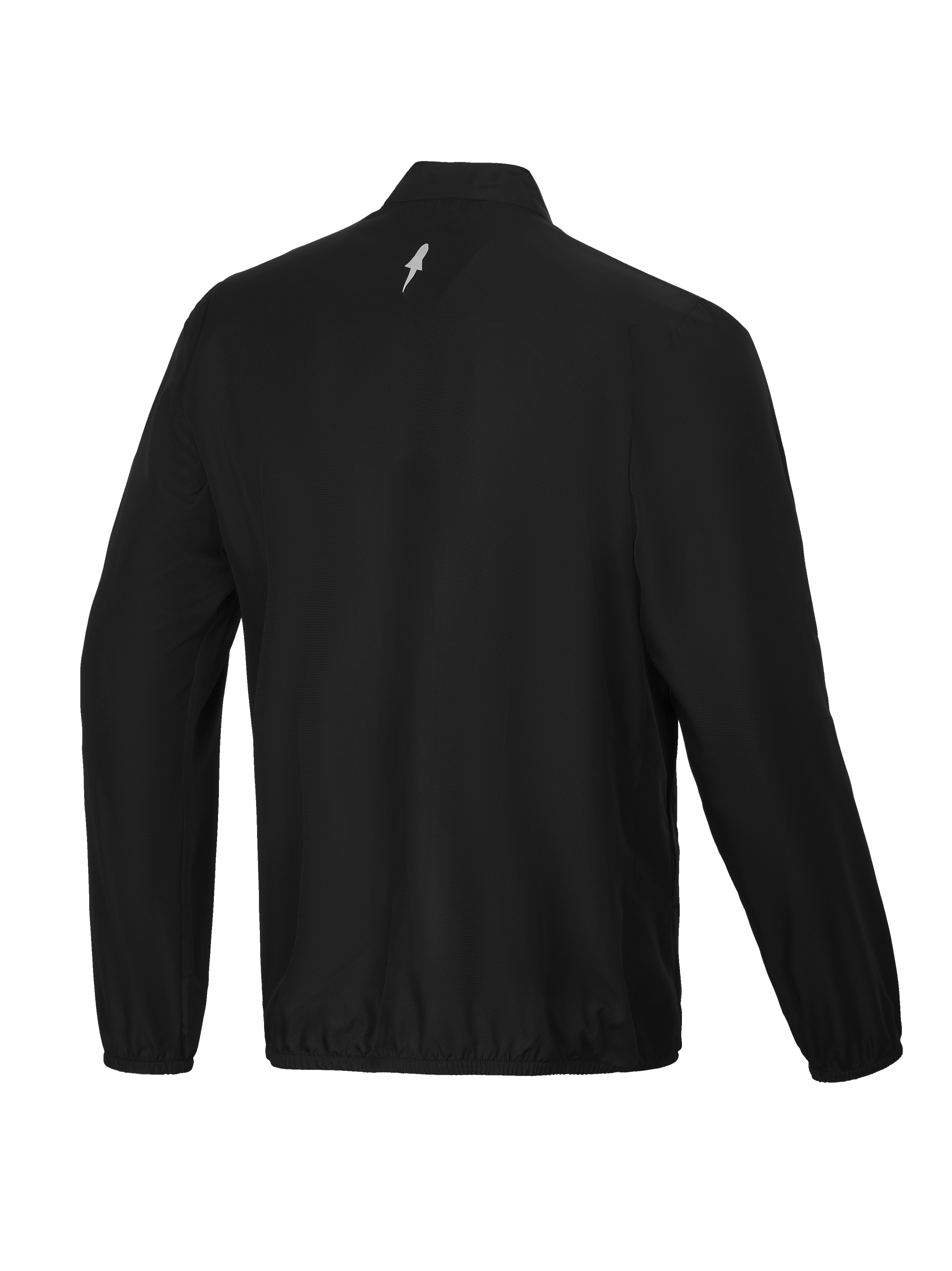 Alpinestars A-Aria Windbreaker Jacket, back view of men's cycling and MTB jacket in Black with a mock neck and reflective logo detail