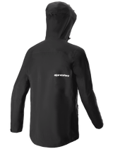 Alpinestars Sierra Waterproof Jacket, Men's MTB Cycling Jacket, Charcoal Gray, Rear View showing Helmet-Compatible Storm Hood.