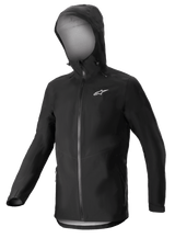 Alpinestars Sierra Waterproof Jacket, Charcoal Gray men's MTB cycling shell with helmet-compatible hood and taped seams.