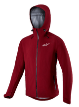 Alpinestars Sierra Waterproof Jacket, Men's MTB gear in Barolo Red, featuring a storm hood and zippered pockets.