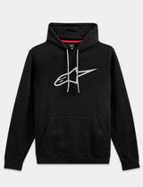 Alpinestars Ageless V3 Hoodie, Sportswear Pullover Fleece, Black and Grey, 80% Cotton Fleece construction with Large Embroidered Star Logo, Kangaroo Pocket, and Adjustable Drawstring Hood